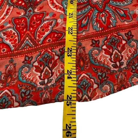 Belle by Kim Gravel Size XXS Paisley Print Bell Sleeve Blouse Top Side Slit NEW - Picture 13 of 15